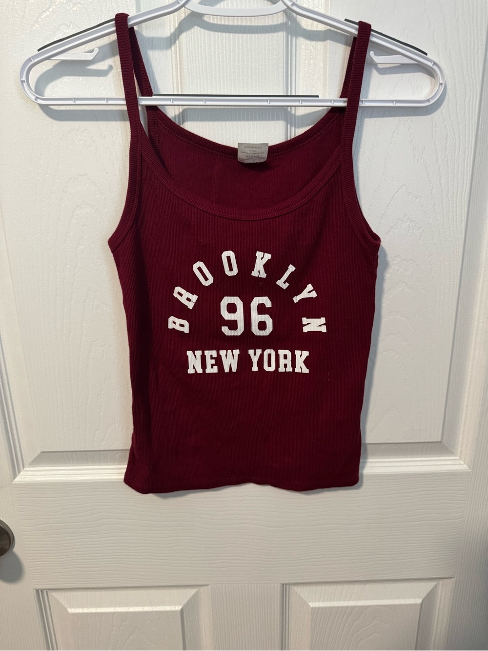 No Boundaries Maroon Tank Top with White Brooklyn 96 Print